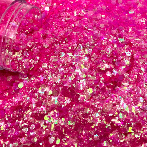 Pink AF  Chunky Mix Iridescent Pink Glitter – Mystique Glitter Co.
